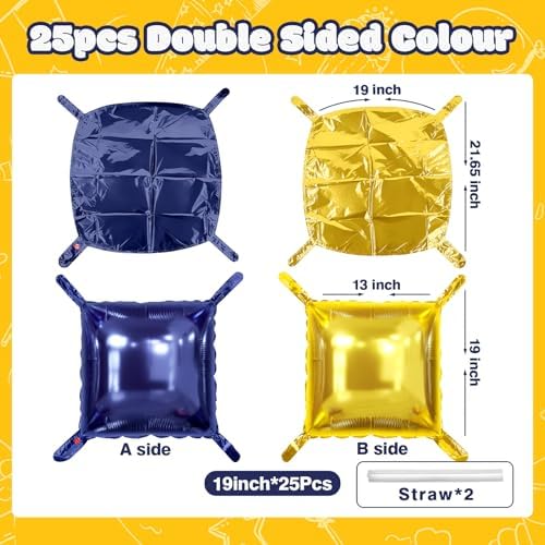 NISOCY 25PCS Navy Blue and Gold Square Foil Balloons Wall Backdrop - Image 2