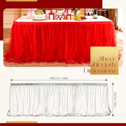 THARAHT Tulle Table Skirt 14FT 420CM Long for Rectangle Tables Round Tables Ruffle Desk Skirt for Princess Girls Birthday Party Cake Dessert Decorations Table Skirt - Image 2