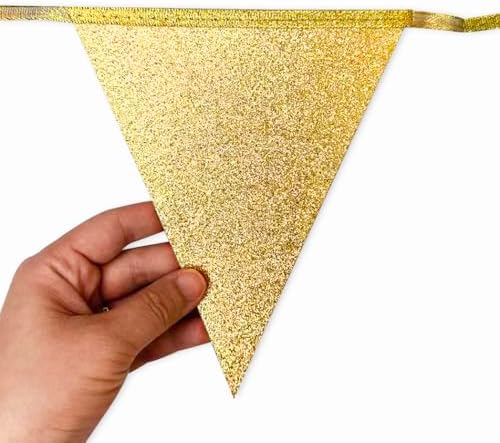 Burgundy Beige Gold Party Pennant Banner Flag Maroon Gold Hanging Glitter Paper Triangle Bunting for Graduation Birthday Bridal Shower Wedding Bachelorette Anniversary Party Decorations - Image 4
