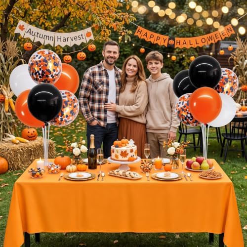 TONIFUL 4 Set Black Orange White Balloon Stand Centerpieces with Tablecloth - Image 4