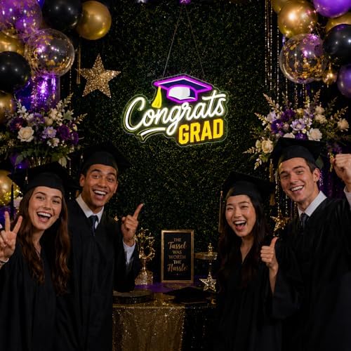 Congrats Grad Neon Sign Dimmable LED Graduation Party Wall Decor - Image 3