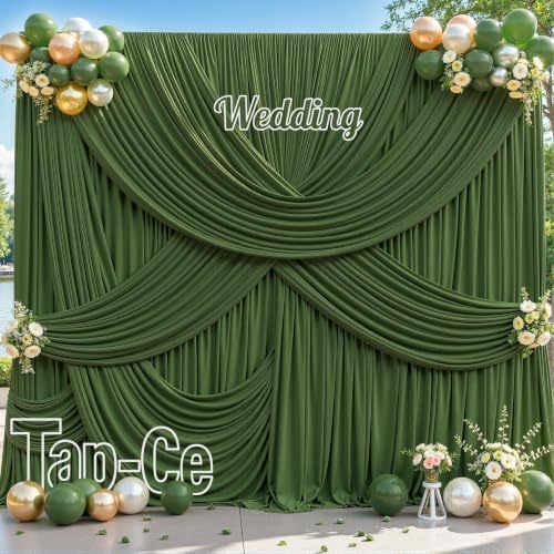 4 Panels Valley Green Backdrop Curtain for Parties Wrinkle Free Dark Green Photo Curtains Backdrop Drapes Fabric Decoration for Baby Shower Birthday Party Photography 20ft(W) x 10ft(H) - Image 3