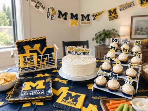 University of Michigan Party Supplies Wolverines Plates Napkins Decor 37 Pc - Image 6