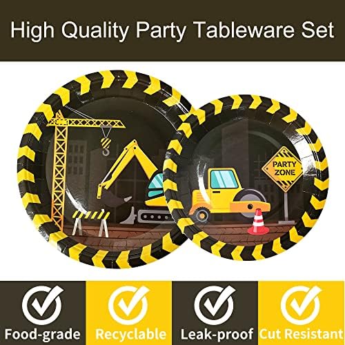96pcs Construction Birthday Party Supplies Construction Theme Paper Plates and Napkins Construction Truck Decorations for Boys Kids Tractor Dump Digger Vehicle Themed Party Favors, Serve 24 - Image 4
