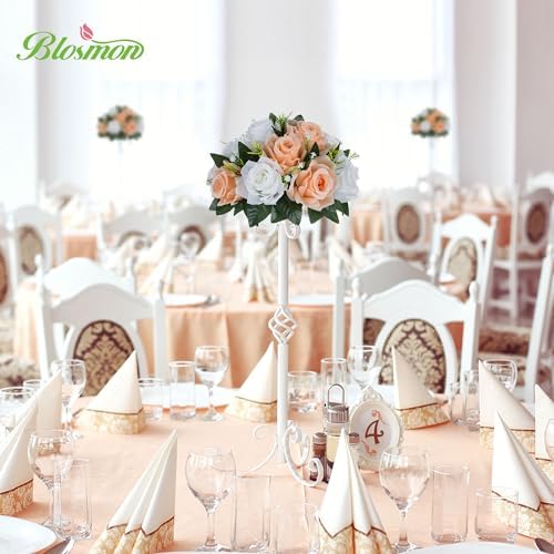 BLOSMON Rose Flower Balls Centerpieces: 6pcs Peach Fuzz Artificial Flowers - Image 2