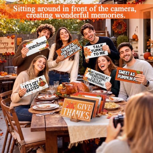 Beeveer 24 Designs Thanksgiving Photo Booth Props Sign, Friendsgiving Props - Image 2
