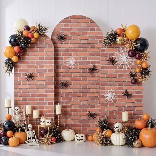 Set of 3 Arch Backdrop Cover Red Brick 7.2ft 6.6ft 6ft Spandex Wrinkle Free Fitted Arch Background Cover Farmhouse Style Top Chiara Arch Cover for Wedding Birthday Party Photography Arch Background - Image 5