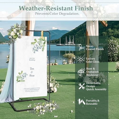 Wedding Welcome Sign Holder,Display Stand with 4 Leather Hanging Straps - Image 4