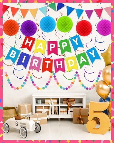 Happy Birthday Party Decorations for Women- Colorful Happy Birthday Banner - Image 6