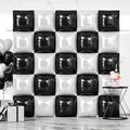 NISOCY 25PCS Black and White Square Foil Balloons Wall Backdrop by NISOCY