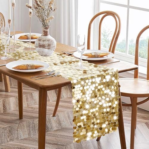 VHH Sequin Table Runner 12 x 108 inches Gold Table Runner, Glitter Runner for Party Wedding Birthday, Party Spring Easter Rustic, Birthday Supplies Decorations (3 Pack). - Image 3