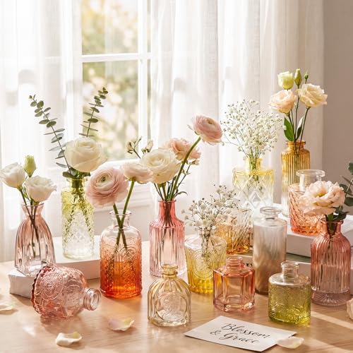 Yaomiao 30 Pcs Glass Bud Vases Centerpieces, Orange Yellow Gradient Series - Image 3