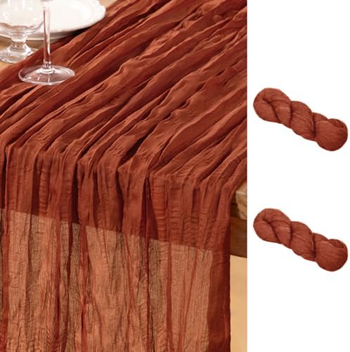 DeZerlor Terracotta Cheesecloth Table Runners 2 Pack Fall Runners by DeZerlor