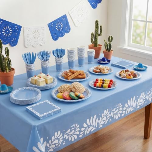 Vesici 452 Pcs Blue Cielito Lindo Party Decorations Tableware Set Serves 50 - Image 2
