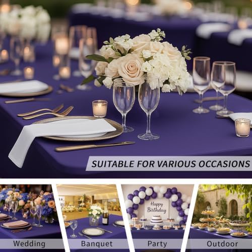 Fixwal 3 Pack 6FT Purple Tablecloth Rectangle Spandex Fitted Table Cover - Image 6