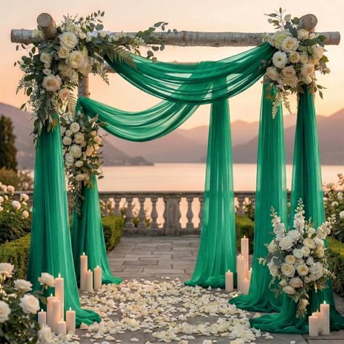 Pack of 2 Wedding Arch Drape Panel Fabric 30" x 20ft - Emerald Green - Image 4