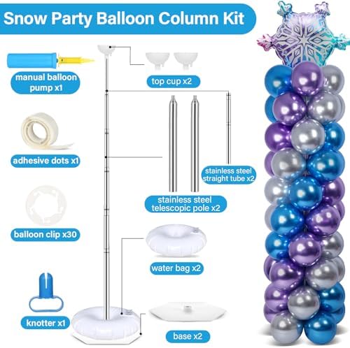 2 Sets Snow Balloon Column Stand Adjustable Winter Wonderland Balloon Decor - Image 2