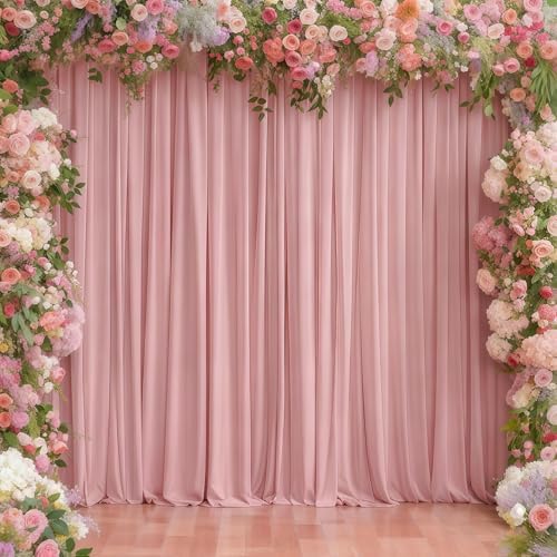10x12ft Dusty Rose Backdrop Curtain Panels for Parties - Wrinkle Free Polyester Photo Curtain Backdrop Wedding Back Drop Fabric Drapes for Party Decorations Background for Photography by WishCare