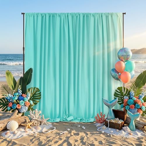Turquoise Backdrop Curtains 20ftx8ft Mermaid Polyester Photo Drapes - Image 2