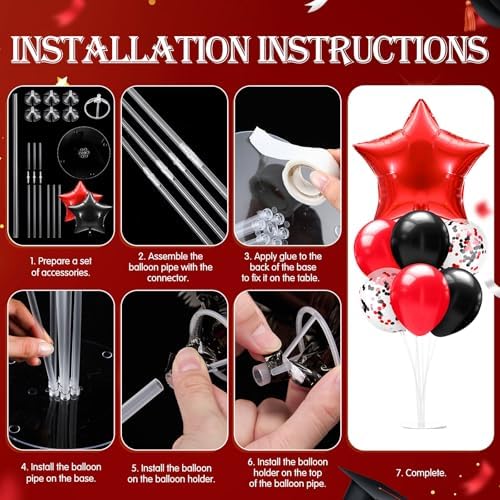 Lunmon 4 Set Red Black Balloon Centerpiece Stand Kit for Table Party - Image 4