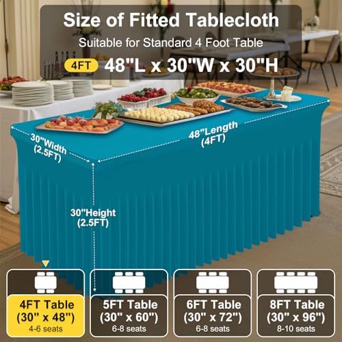 Smiry Spandex Elastic Fitted Table Cloth Skirt for 4FT Rectangle Table - Image 4