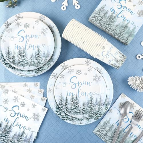 168 Snow in Love Bridal Shower Decor Snowflake Tableware Set - Image 4