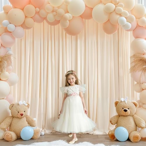 16x10FT Champagne Backdrop Curtains for Wedding Parties, Wrinkle Free Polyester Photography Backdrop Drapes for Wedding Baby Shower Birthday Parties Stage Background Stand Decorations 4x10ft,4 Panels - Image 3