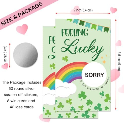 50 Pcs Feeling Lucky Scratch off Game Cards for Casino Night - Image 2
