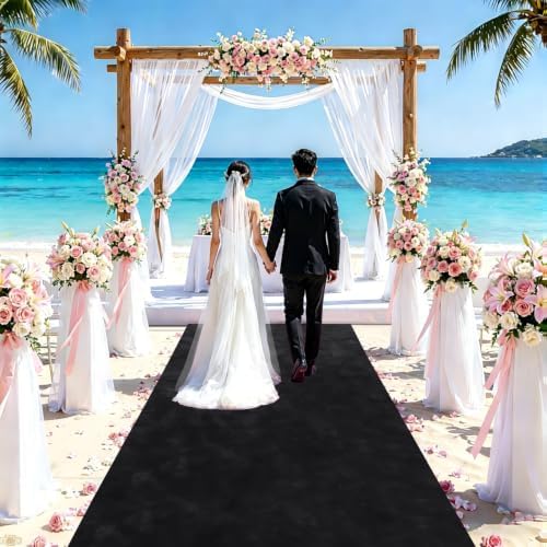FUHSY Black Aisle Runner 15FTx2FT Wedding Aisle Runner Outdoor Indoor Church Hallway Carpet Runners for Party Black Walkway Runners for Bridal Shower Anniversary Aisles Decorations for Ceremony - Image 5