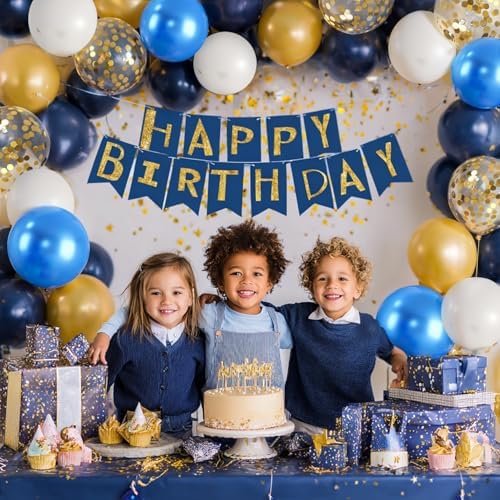 Navy Blue Gold White Balloons 50 PCs 12 Inch - Image 5