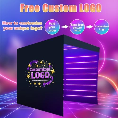 360 Photobooth Backdrop Photo Booth Enclosure Wall Backdrops Customized Logo Degree Video Selfie Rotating Background with 23 PCS LED Light Screen Stand for Rental Wedding Party - Image 2