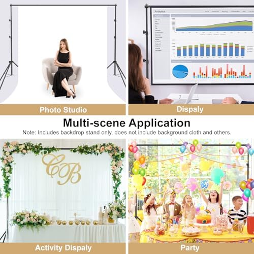 LINCO Lincostore Backdrop Support Stand Kit 10x6.5ft Adjustable Photography Studio Photo Background Support System with Carrying Bag for Green Screen Muslin, 4171 (10ft Wide 7ft high) - Image 6