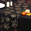 Snowkingdom 49ft Black Gold Leaves Fall Table Runner Thanksgiving Decor by Snowkingdom