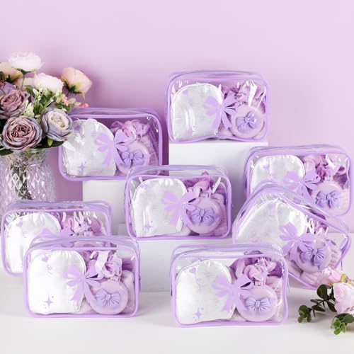 48Pcs/8Set Bow Coquette Party Favors Sleepover Spa Party Supplies, Purple - Image 4
