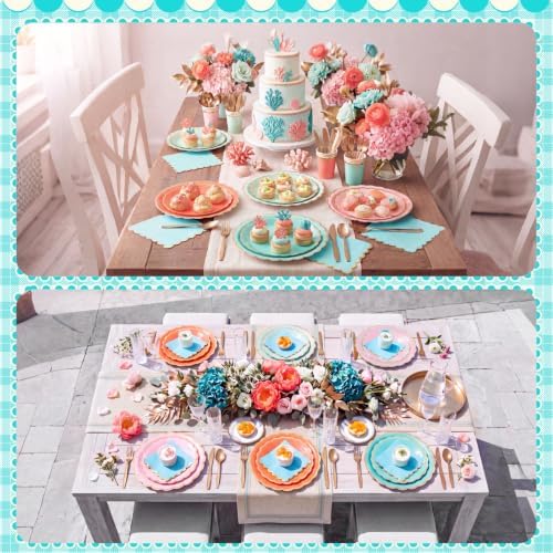 Mimorou 169 Pcs Tropical Coral Plates and Napkins Party Supplies for 24 - Image 6