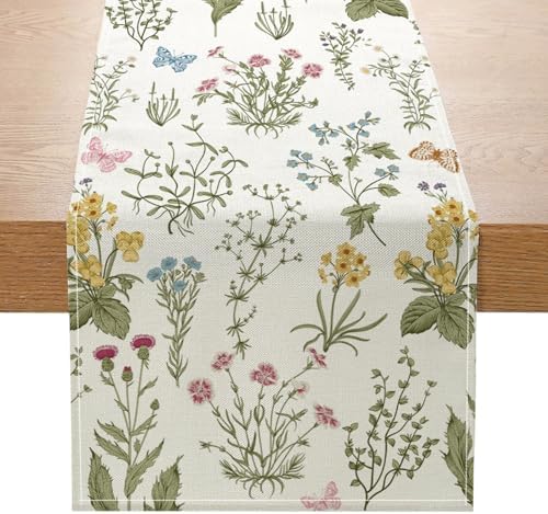 ONFAON Spring Decorations for Home,Spring Table Runner 13x72 Inch Wildflowers Floral,Seasonal Summer Home Kitchen Dining Room Table Decorations by ONFAON