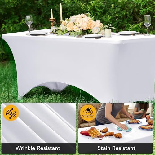 6-Pack Premium White Spandex Tablecloths for 8ft Rectangle Tables - Image 4