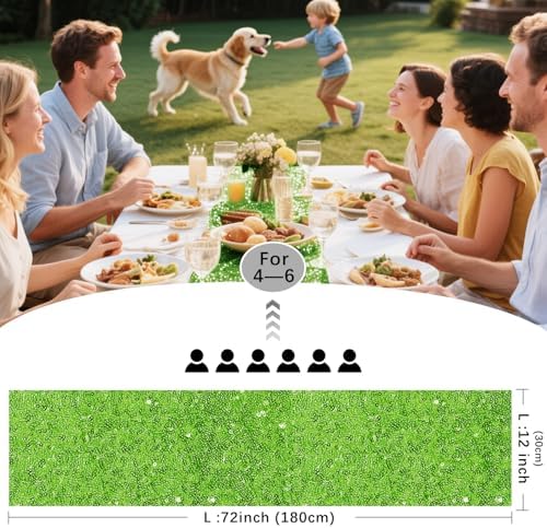 10 Packs 12 x 72 inches Green Sequin Table Runner - Image 4