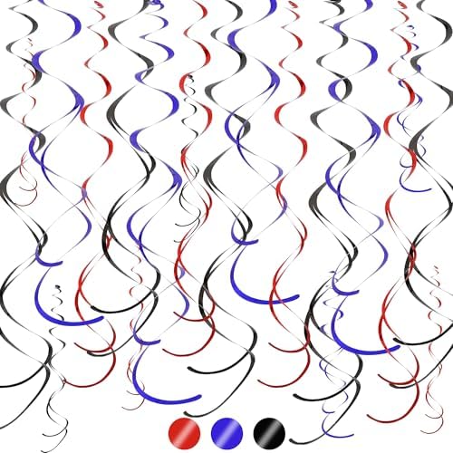 BEISHIDA 24Pcs Red Blue Black Hanging Swirls Spider Theme Birthday Supplies by Beishida