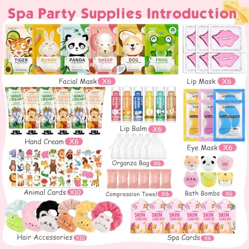 KONEUK 70PCS Animal Spa Party Supplies for Girls, Spa Party Favors Kit - Image 2
