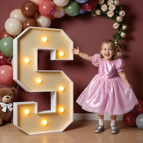 imprsv Marquee Light Up Letter S, Art Craft Kit for Party Decorations, 3FT White Foam Board Decor, Baby Shower, Wedding, Engagement Decorations by Letsmakeitimpressive