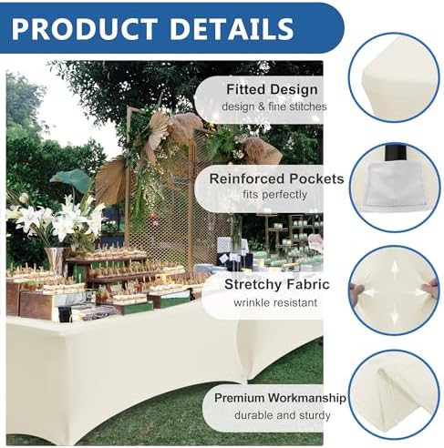 Spandex Table Cloths for 6 foot Rectangle Tables-Fitted Stretch Table Cover - Image 2