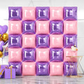 NISOCY 25PCS Pearl Pink Light Purple Square Foil Balloons Wall Backdrop by NISOCY