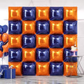 NISOCY 25PCS Navy Blue and Orange Square Foil Balloons Wall Backdrop by NISOCY