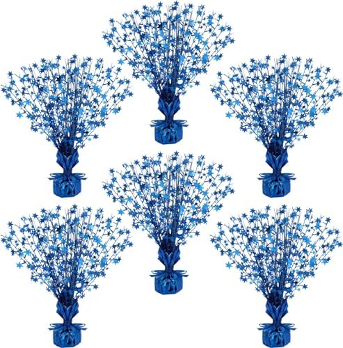 Crowye 6 Pcs Metallic Foil Spray Centerpiece Party Star Decoration Table Decor for Birthday Wedding Bachelorette Summer Party Holiday(Blue,Small Star) by Crowye