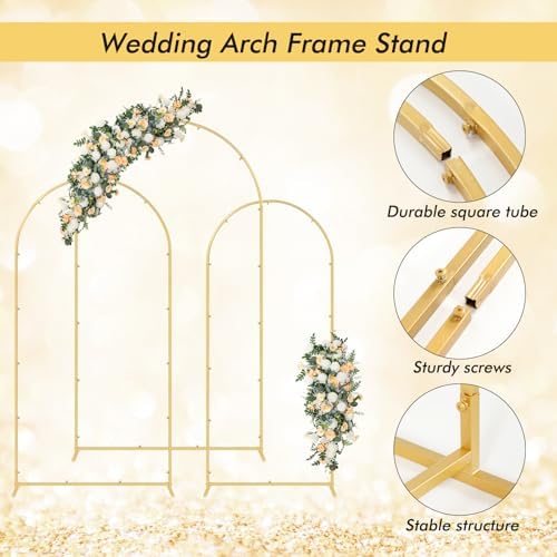 3PCS Metal Arch Backdrop Stand,6+6.6+7.2FT with Covers,Balloon Arch Stand - Image 5