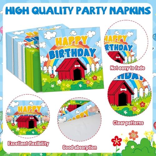 96pcs Cartoon Dog Red House Birthday Plates and Napkins Cute Dog Red House Party Supplies Puppy Theme Blue Red Disposable Tableware for Kids Pet Theme Birthday Baby Shower Party Decoration Serve 24 - Image 4