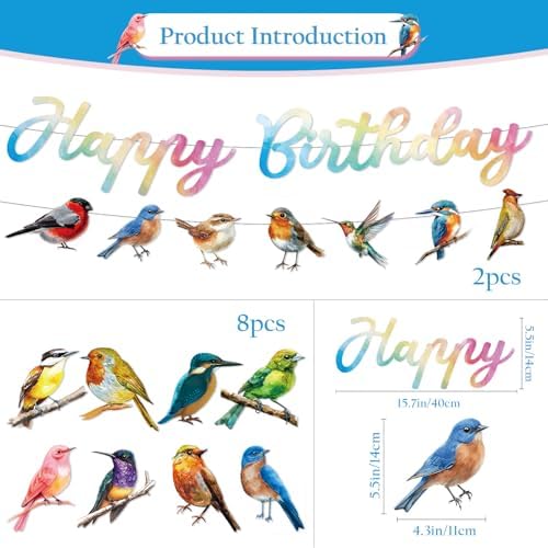 HummingBird Birthday Party Decorations - 10PCS Humming Bird Banners and Hanging Swirls Decor for Bird Theme Party Supplies - Image 2