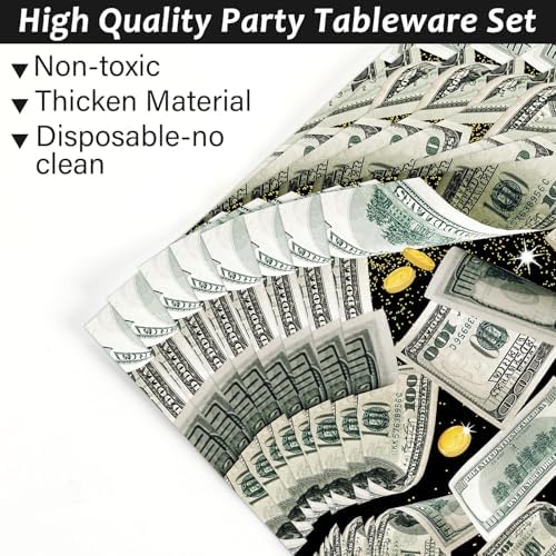 gisgfim 96Pcs Money Birthday Party Supplies Paper Plates Napkins - Image 4