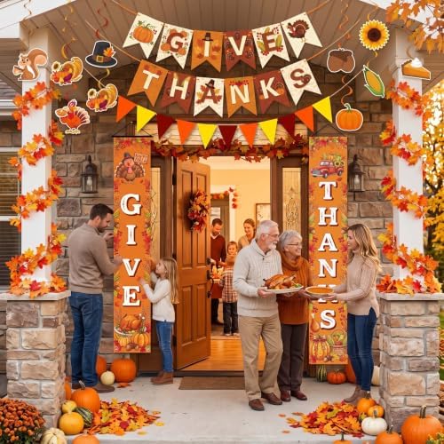 Thanksgiving and Friendsgiving Party Decorations Set, Autumn Fall Harvest Decor Supplies with Festive Banners, Hanging Swirls and Seasonal Ornaments for Home Celebration - Image 6